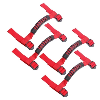 

4Pcs Grip Handle for Jeep Wrangler Handles Roll Bar Grab Handles for Jeep Wrangler YJ TJ JK JKU 1987-2020(Red)