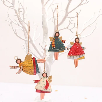 

4 PCS Christmas Metal Dancing Angel Pendants Christmas Tree Hanging Ornaments Xmas Tree Doll Decorations for Home Party