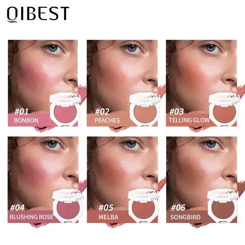 QIBEST 얼굴 블러셔 윤곽 메이크업, 오래 지속되는 매트 메이크업, 내추럴 볼 윤곽 블러쉬, 얼굴 볼 브라이트닝 화장품 2