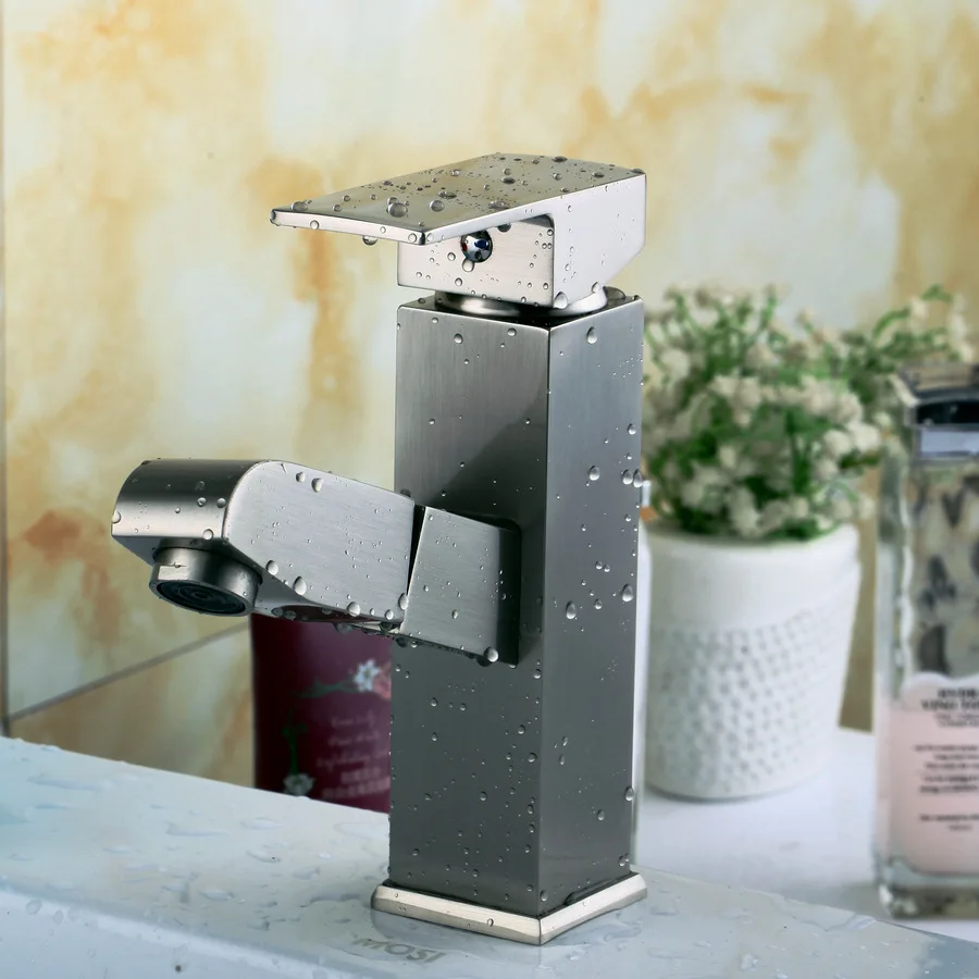 

Zhejiang Manufacturers Direct Selling Popular Recommend Copper Brushed Pulling Square Basin Faucet