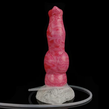 FAAK New Ejaculation Dildo Hellfire Color Animal Dog Knot Squirt Penis Suction Cup Syringe Pneumatic Ball Anal Sex Toys Shop 3
