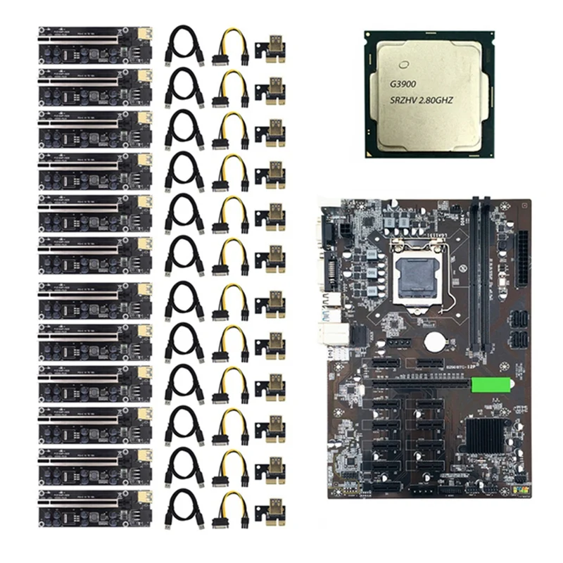 Материнская плата B250 для майнинга + процессор G3900 1511 Pin 12 комплектов PCI-E Райзер VER009S