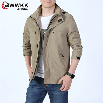

3XL Men's Jackets Waterproof Spring Autumn Casual Hooded Coat Outerwear Breathable Windbreaker Military Jacket Mountain Raincoat
