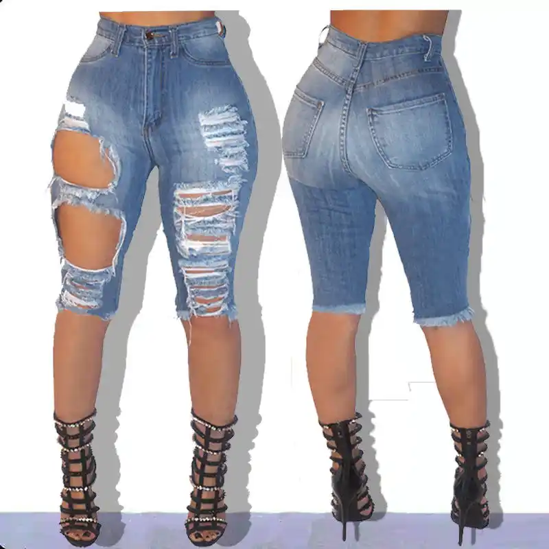 ladies denim stretch shorts