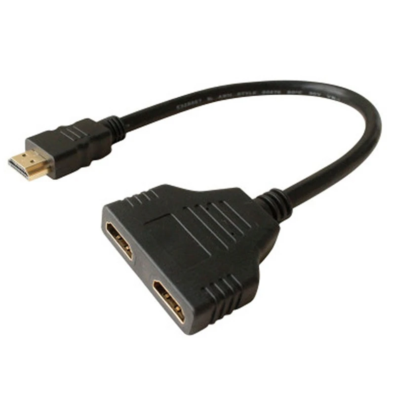 1 шт. 1 в 2 Выход HDMI сплиттер 1080P HDMI v1.4 штекер-двойной Женский Кабель-адаптер 2 двухпортовый Y HDMI конвертер Соединительный кабель Шнур