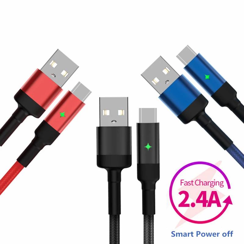

2.4A Smart Power Off USB Type C Cable Quick Charger Type-c Cable For Samsung Galaxy S10 S9 S8 Note 9 Oneplus 6t 6 5T USB-C Cable