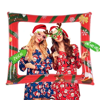 

Merry Christmas Photo Frame Inflatable Photo Booth Prop Balloons Christmas Party Selfie Supplies Decoration for Festival