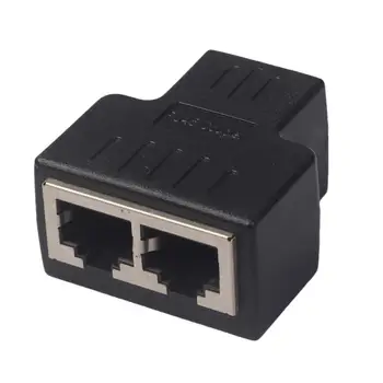 

1 to 2 Way LAN Ethernet Network Cable Splitter Connector Adapter Black 2pcs Splitter LAN Ethernet Network Cable Divider Adapter