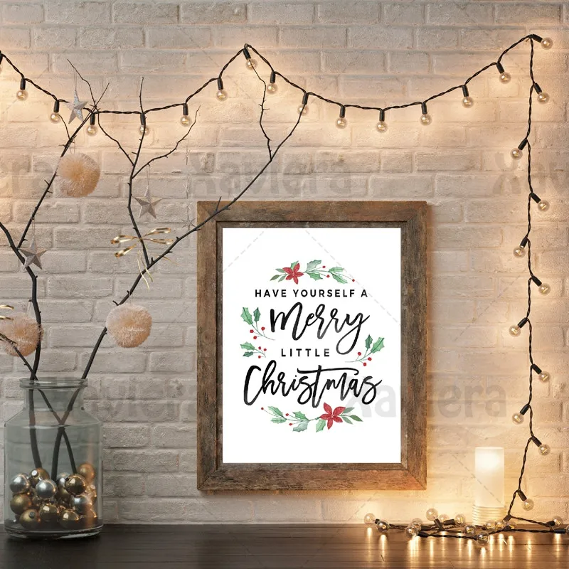 

Canvas Painting Christmas Decor Poster and Prints Merry Christmas Quote Have Yourself a Little Holiday Mural No Frame Home Decor