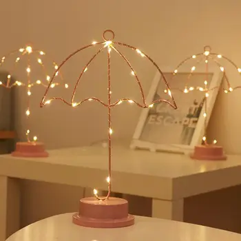 

LumiParty Iron Umbrella Shape Led Table Lamp Night Light for Home Office Desk Table Decoration
