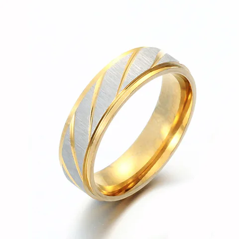 Gold Stainless Steel Wedding Rings for Lovers 4/6 MM Women Men Couple Rings Dropshipping