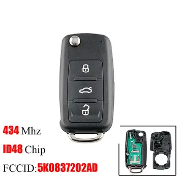 

3 Buttons Remote Key Fob Controller Transponder Chip For Volkswagen GOLF PASSAT Tiguan Polo Jetta Beetle 5K0 837 202AD