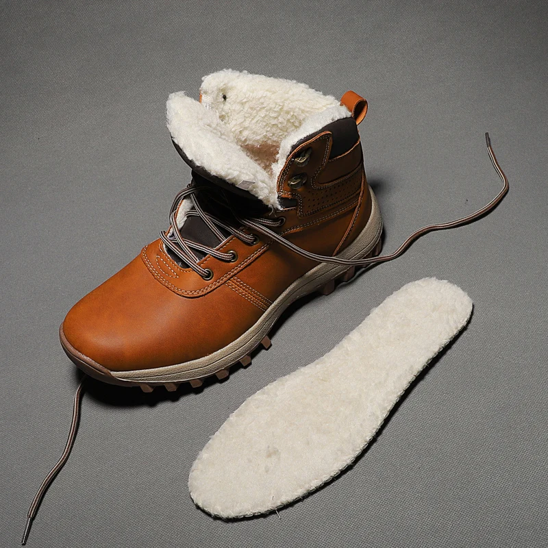 Пробковые мужские ботинки мужская зимняя обувь Теплые ботильоны размера плюс 39-48, мужские кожаные зимние ботинки для мужчин, плюшевые зимние кроссовки M