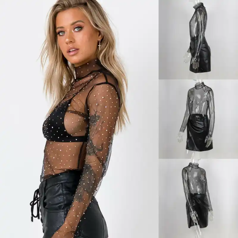 long sleeve transparent top