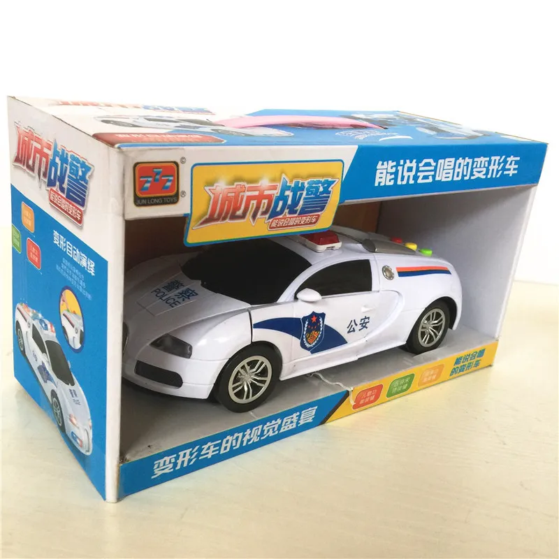 

Electric Universal Wheel Police Car Storytelling Singing Autobots Robot Automatic Transformation of CHILDREN'S Toy Car