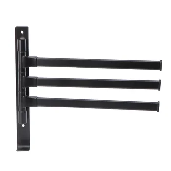 

1Pc Towel Rack Rotatable Bathroom Rack Wall Hanging Rack Punch-free Storage Rack (Black with 2 Bars)