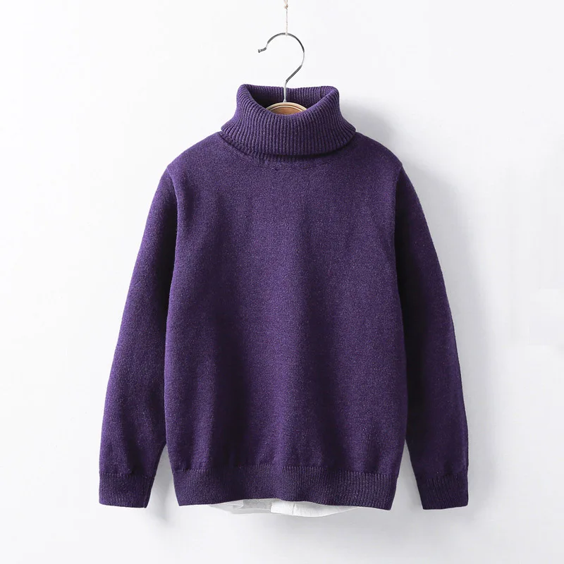 2-12T Toddler Kid Boy Girl Clothes Autumn Winter Warm Pullover Top long sleeve turtleneck Knitted Sweater Casual Plain Knitwear