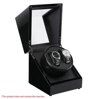 

Double Watch Winders Wooden Lacquer Piano Glossy Black Carbon Fiber Quiet Motor Storage Display Watches Box US Plug Hot