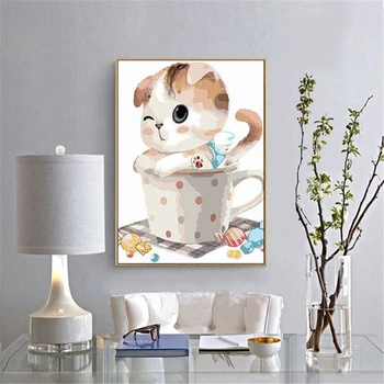 

Cute Cat Paintings By Numbers DIY Pictures Oil Coloring By Numbers Set Gift Drawing By Numbers Canvas Decor New Arrivals