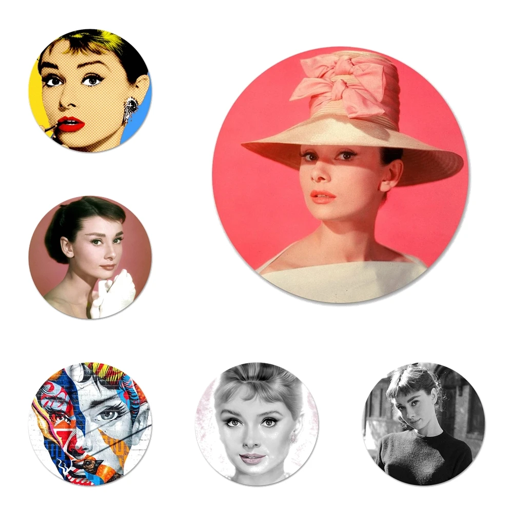 Audrey Hepburn Pop insignia broche Pin accesorios para ropa mochila  decoración regalo|Insignias| - AliExpress
