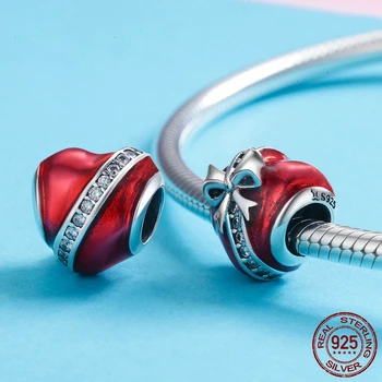 

New Cross Love Heart Mom Charm Pink Gold Enamel Bead Fits Bracelet DIY for Women Jewelry Accessories