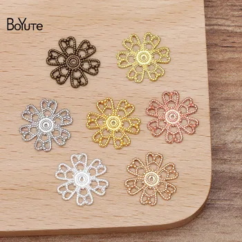 

BoYuTe (200 Pieces/Lot) 15MM Metal Brass Filigree Flower Materials Diy Hand Made Jewelry Accessories Wholesale