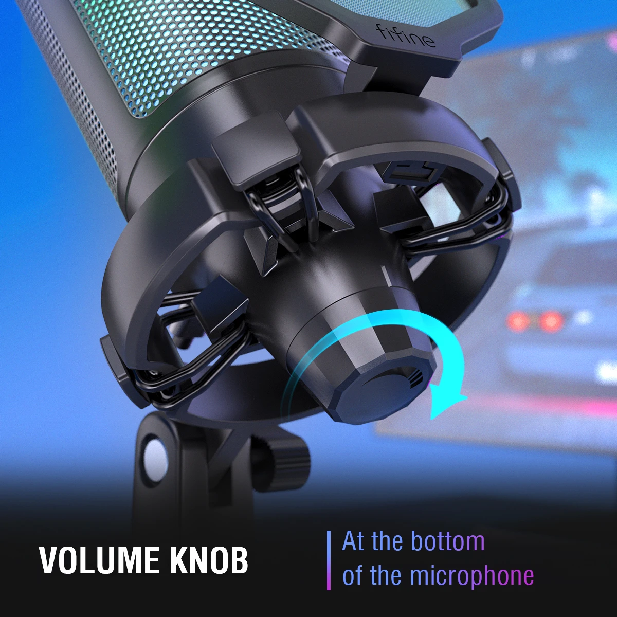 FIFINE USB Condenser Gaming Microphone, for PC PS4 PS5 MAC with Pop Filter Shock Mount&Gain Control for Podcasts,Twitch,YouTube