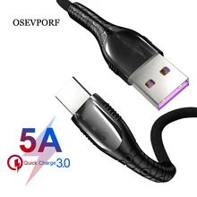 5A USB tipo C Cable de carga rápida USB-C Cable de datos cargador de teléfono para Samsung S20 S10 Note10 9 Huawei P40 Pocophone F1 tipo-C Cabo