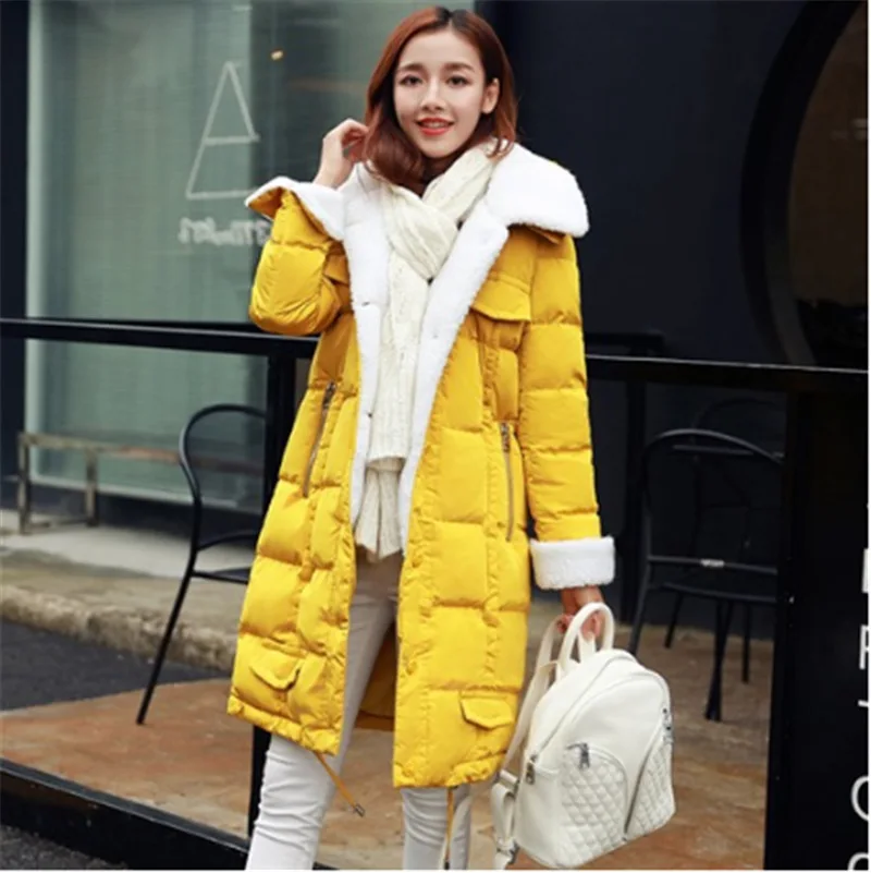 

2018 Winter Long Sleeve Mid-length Slim Fit Slimming Single Breasted Hooded Solid Color down Feather Cotton-padded Clothes/Cotto
