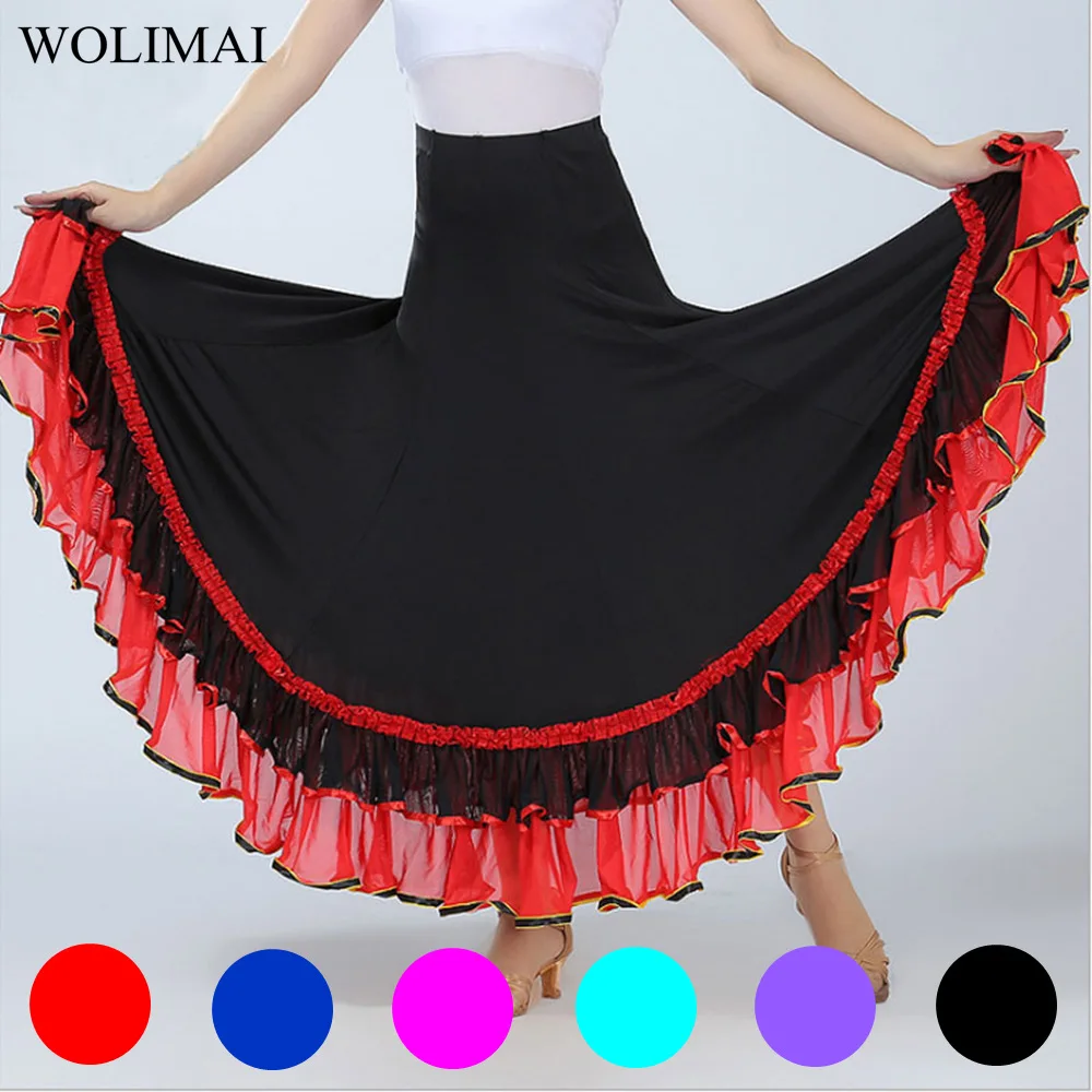 Women Ballroom Dance Skirt Waltz Modern Standard Tango Latin Salsa Samba Skirt