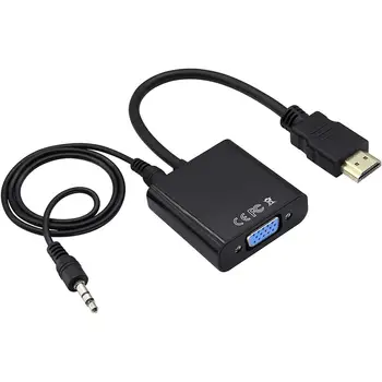 

Roreta HDMI to VGA Adapter 1080P Digital to Analog Video Audio Male To Famale Converter For PC Laptop Tablet Adapter