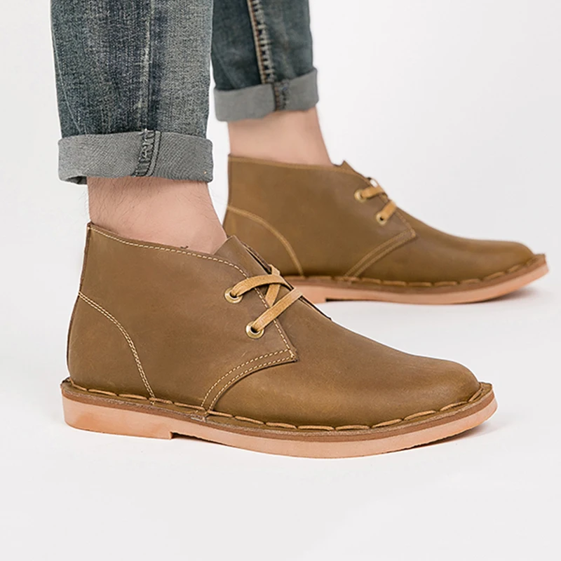 

Autumn Winter Vintage Men Boots Fashion British Trend Ankle Handmade Leather Business Chelsea Shoes HX-130