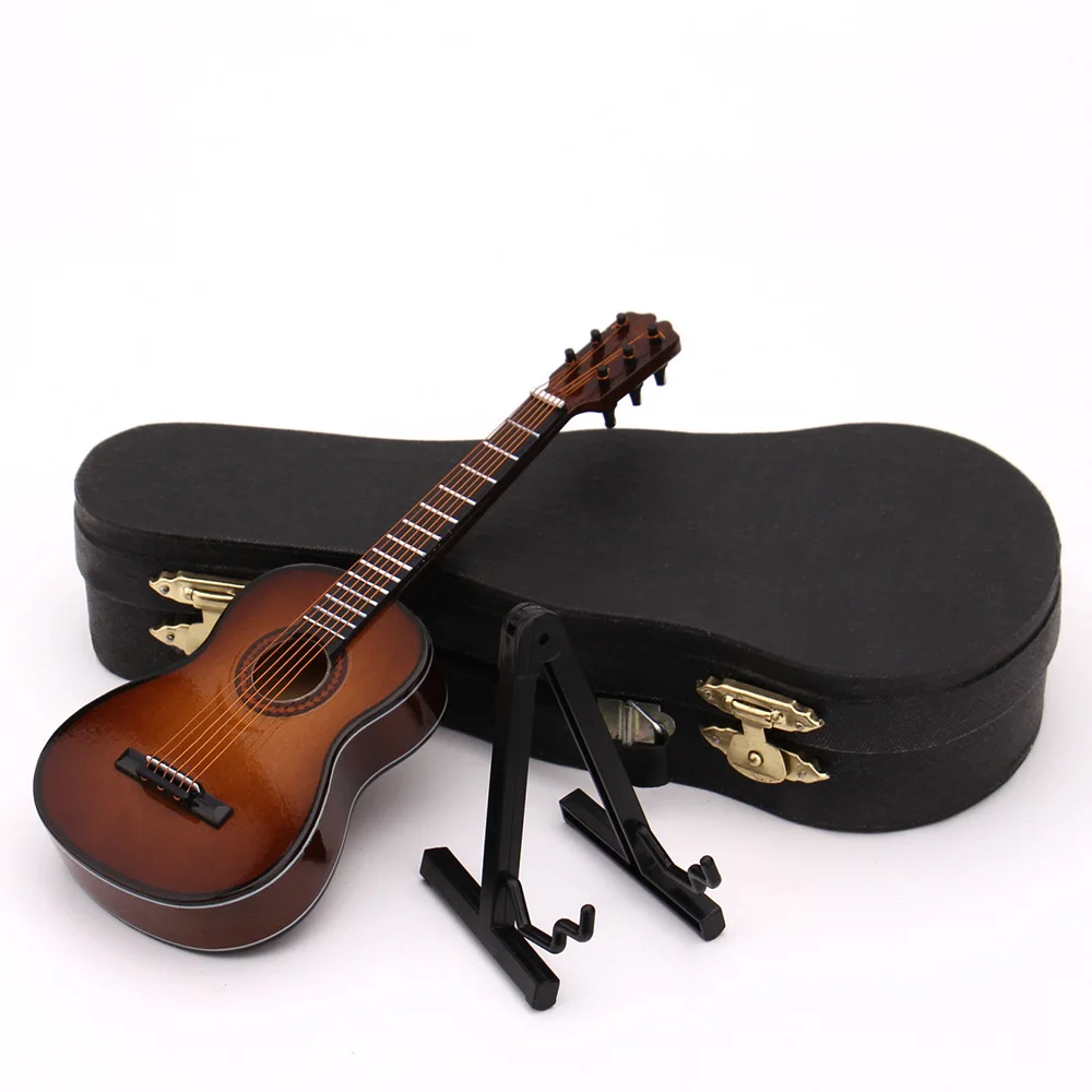 1 шт. деревянная миниатюрная коричневая гитара модель мини музыкальный инструмент для 1/12 кукольный домик 1/6 1/10 1/4 фигурка украшение подарок