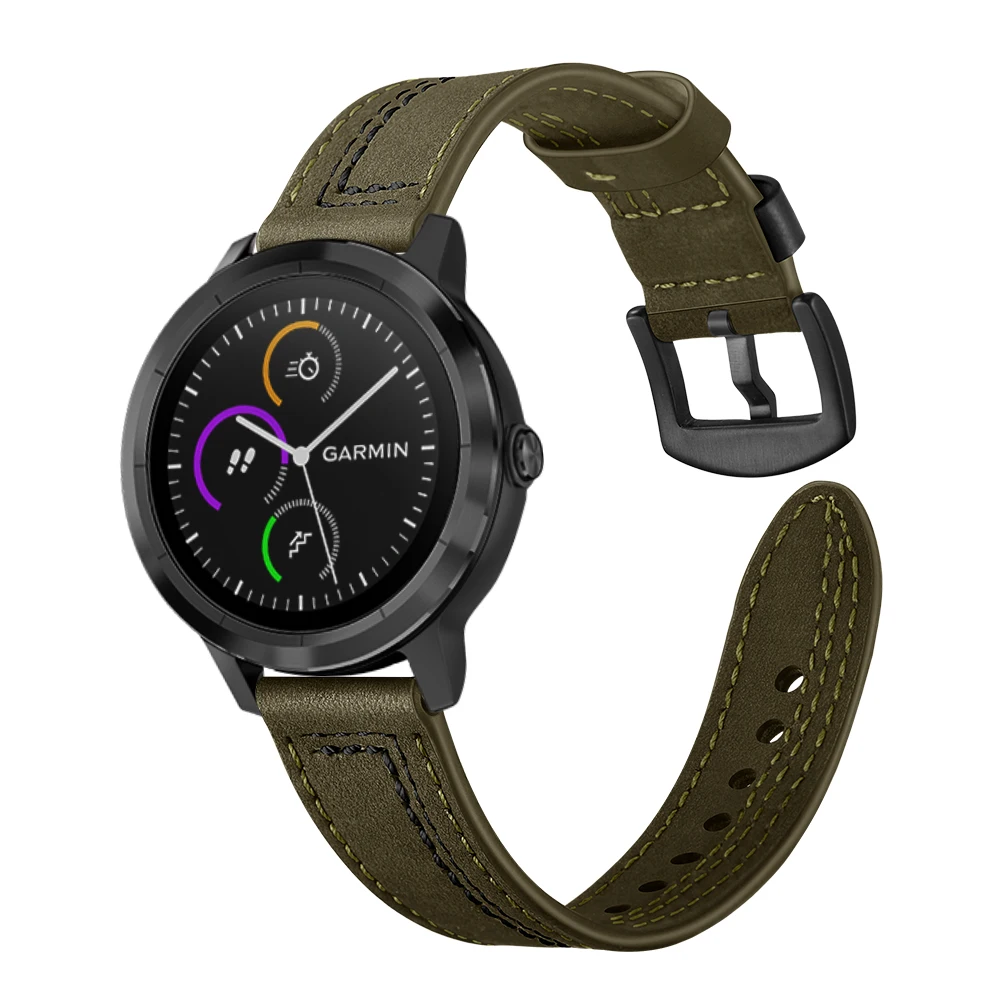 UEBN 20 мм кожаный ремешок для Garmin Venu Vivoactive 3 HR Move 3 Forerunner 245 645 сменный Браслет для часов