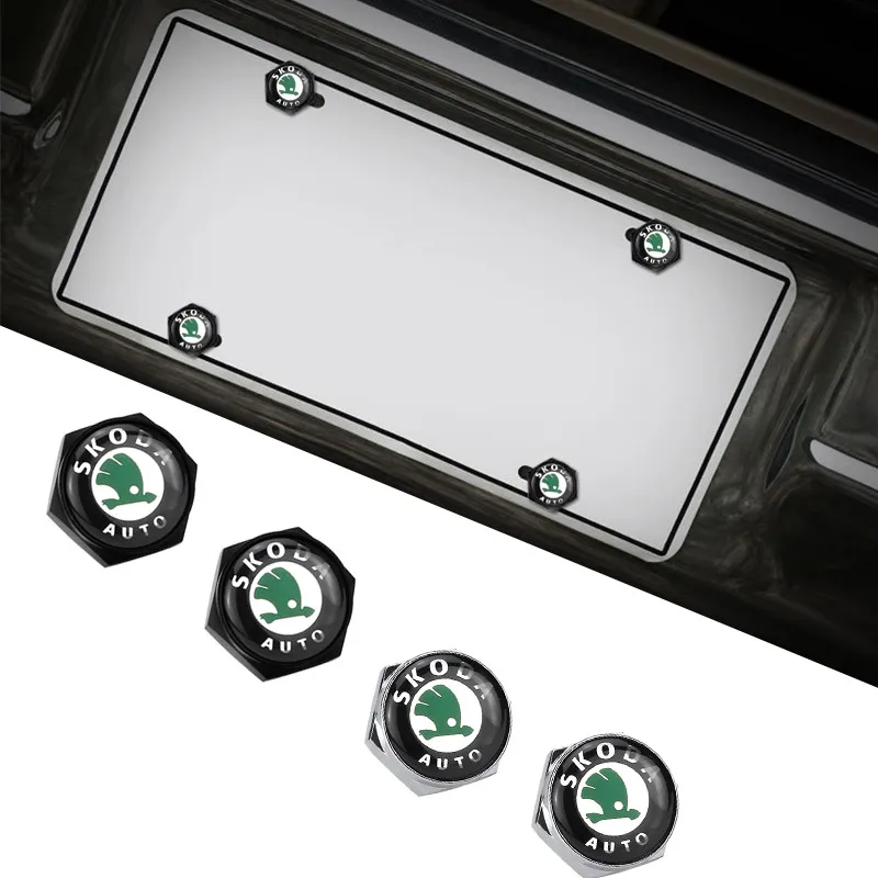 Metal Car License Plate Screws for Skoda Octavia A7 Superb 2 Fabia Rapid Yeti Kodiaq Kamiq Auto Bolts Nuts Exterior Accessories |