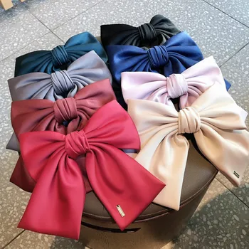 

2020 New Korea Style Simple Horsetail Clip Fabric Super Large Fairy Bow Hairpin Spring Clip for Women Fashion Hair Accessories