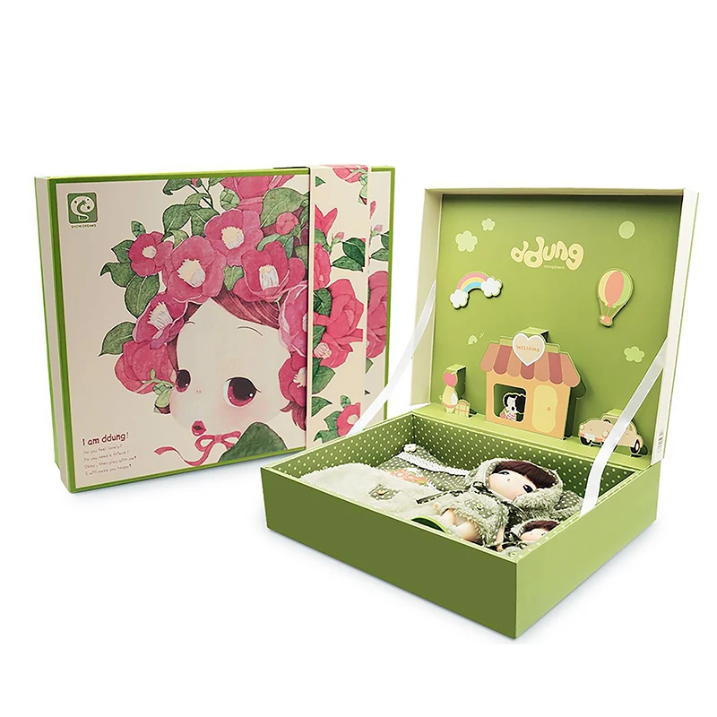 Кукла Ddung две куклы+ одна сумка Reborn Игрушки для девочек принцесса 9 см/18 см Мягкая Мини модная Подарочная коробка Рождественский подарок для детей от 3-х лет - Цвет: Черный