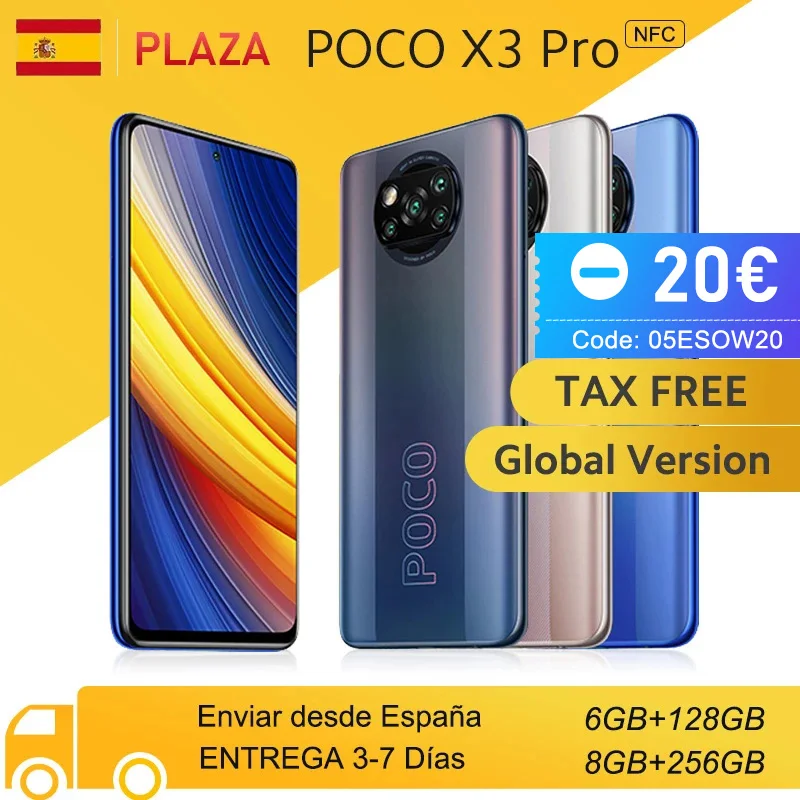 Versión Global Xiaomi POCO X3 Pro NFC 128g 256g Snapdragon 860 Smartphone 6,67 ”120Hz DotDisplay 5160mAh 33W teléfono inteligente