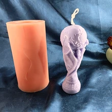 

World Cup FIFA Prize Men Holding Earth Candle Mold Handmade Gift Silicone Clay Plaster Mould