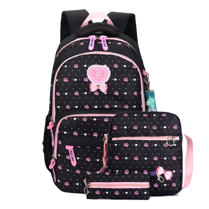 

New Style Korean-style Three-piece Set Printed Schoolbag College Style Women's Backpack Men And Women Students Backpack