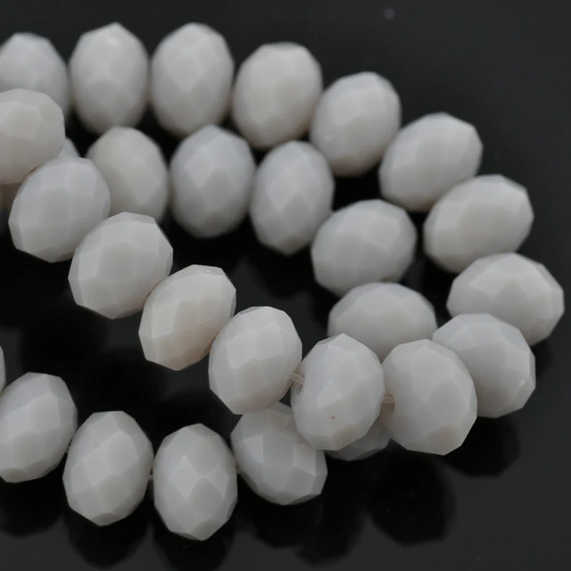 Rondelle Faceted Czech Crystal Glass Solid Color 3x2mm 4x3mm 6x4mm 8x6mm 10x7mm 12x8mm Loose Spacer Beads for Jewelry Making DIY 56 Porcelain Lt Gray