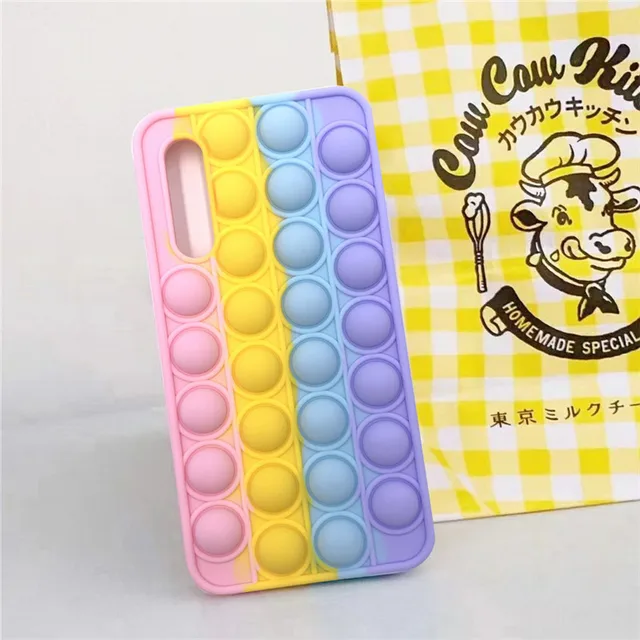 For Redmi Note 9 Pro 9S 7 8 Pro Push Pop Bubble Fidget Toy Soft Case for Redmi 9 9T 9C 9A Mi Poco X3 M3 Sensory Stress Reliver Mi 9