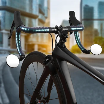 

1 Set Foldable Bicycle Rearview Mirror 360 Degree Adjustable Angle Handlebar Bike Mirror HD Glass Lens Safe Bike Mirror (Black)