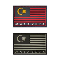 Bandera de Malasia 3D de PVC, parches de gancho y bucle Malaysi, logotipo de goma suave, accesorio de ropa, sombrero militar táctico del ejército, pegatinas de mochila