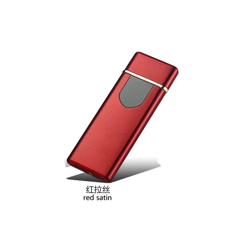 USB перезаряжаемая ветрозащитная беспламенная Электронная зажигалка ультра тонкая сигаретная Зажигалка сенсорная Индукционная двухсторонняя зажигалка подарок - Цвет: A2   78mm