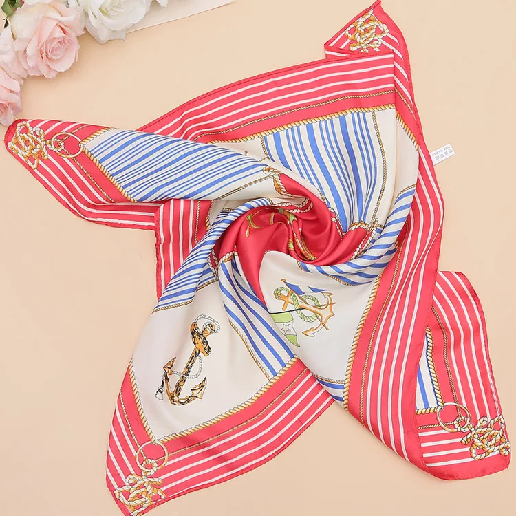 Женский квадратный шарф 60x60 см цветочный принт шелковые шарфы платок - Цвет: 5red