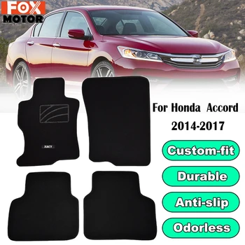 

4PCS For Honda Accord 9th 2014 2015 2016 2017 Car Floor Mats Carpets Black Nylon Front Rear liners Covers Car Accessories
