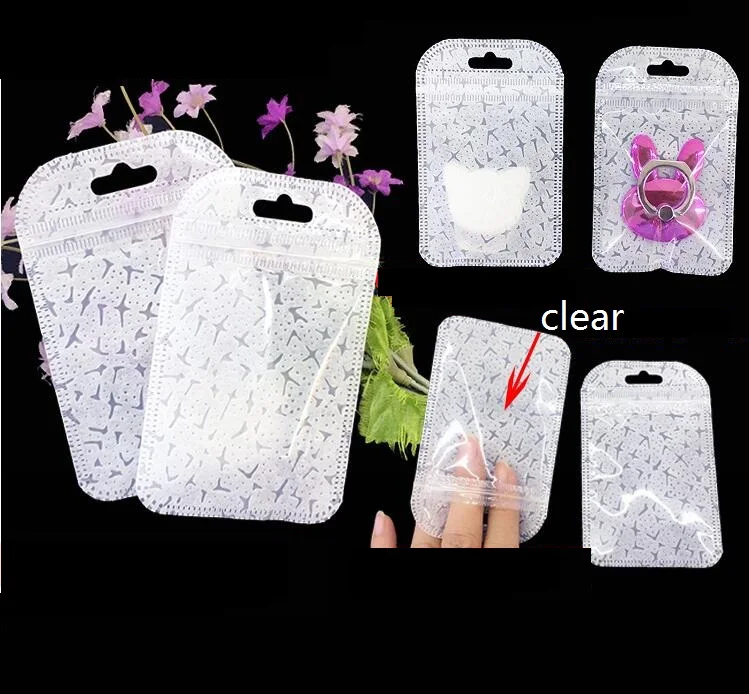 

6 sizes 50pcs Small Long self-sealing bag with hanging hole for makeup pencil eyebrow brush packaging plastic bag with handle