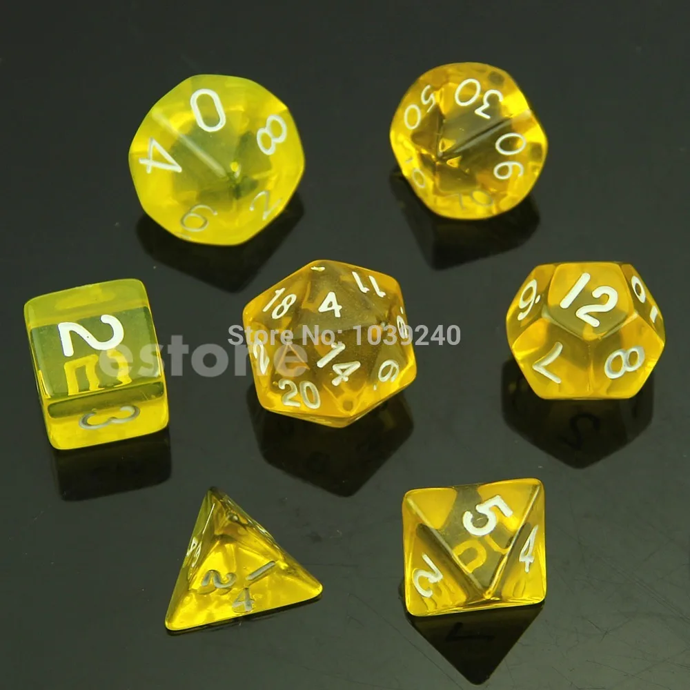 7-Dice Sided D4 D6 D8 D10 D12 D20 Magic-the-Gathering D&D RPG Poly Game Set GN 