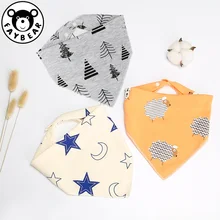 Детские нагрудники треугольные двойные хлопковые нагрудники с мультяшным принтом Слюнявчики для маленьких мальчиков и девочек, передник для кормления хлопковая бандана нагрудники, Слюнявчики, одежда